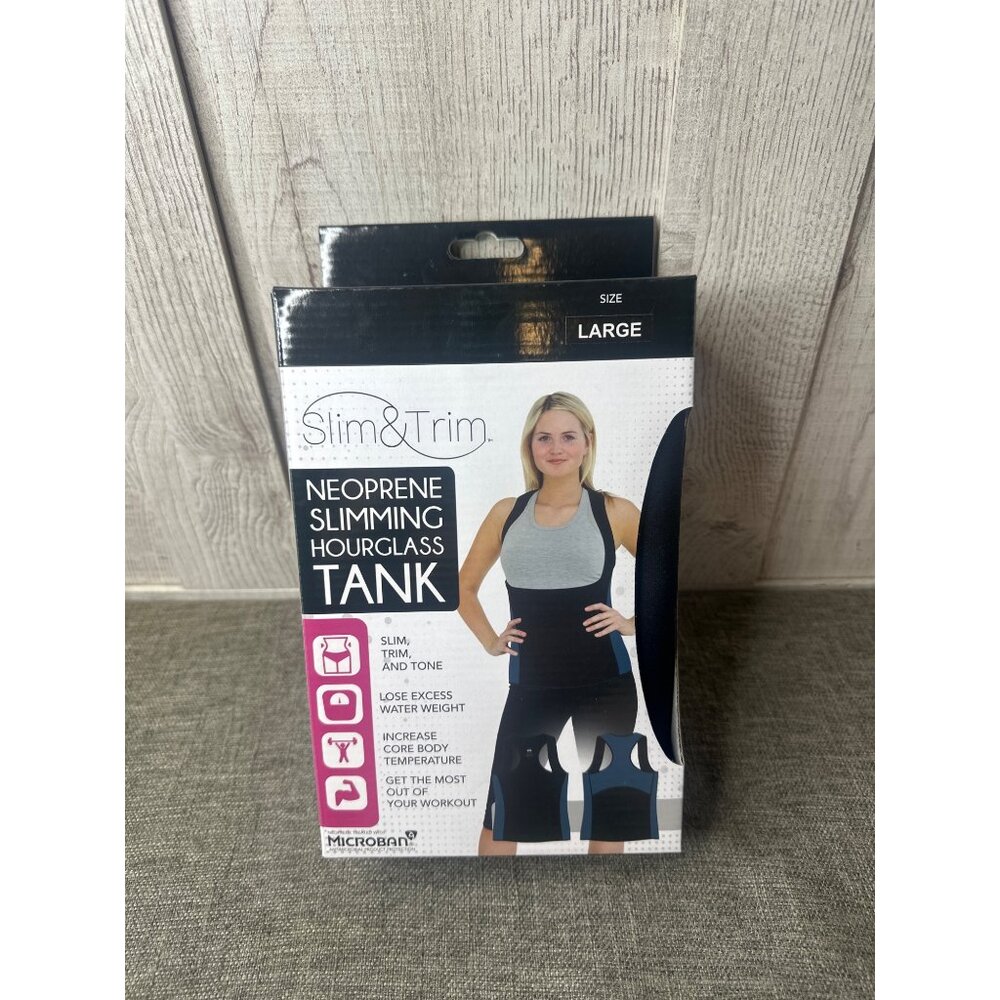 Slim & Trim Neoprene Slimming Hourglass Black Tank  Large Back Support Exercise